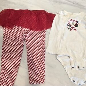 Carter's Red And White Striped Baby Christmas Outfit